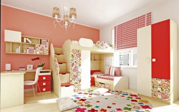 Детская комната Ретвит (Бежевый/Красный/корпус Клен) в Боровом - borovoe.mebel54.com | фото