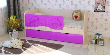 Друзья Кровать детская 2 ящика 1.8 Фиолетовый глянец в Боровом - borovoe.mebel54.com | фото