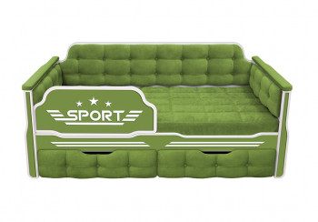 Кровать 160 серии Спорт 2 ящика 76 Зелёный (мягкие боковые накладки) в Боровом - borovoe.mebel54.com | фото
