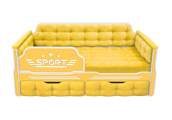 Кровать 170 серии Спорт 2 ящика 74 Жёлтый (мягкие боковые накладки) в Боровом - borovoe.mebel54.com | фото