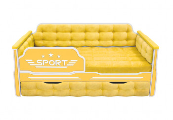 Кровать 180 серии Спорт 1 ящик 74 Жёлтый (мягкие боковые накладки) в Боровом - borovoe.mebel54.com | фото