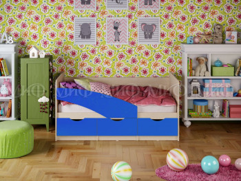 Кровать Бабочки 1,6м (Синий матовый) в Боровом - borovoe.mebel54.com | фото