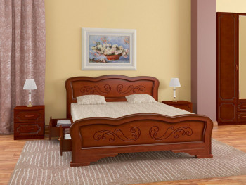 Кровать Карина-8 с ящиками из массива сосны 1400*2000 Орех в Боровом - borovoe.mebel54.com | фото