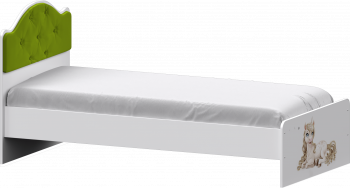 Кровать Каспер с мягкой спинкой и фотопечатью (800х2000)Белый/Лайм в Боровом - borovoe.mebel54.com | фото
