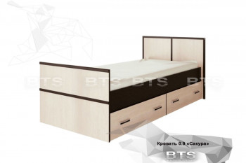 Кровать Сакура с настилом и ящиками 0,9 (Венге/Лоредо) в Боровом - borovoe.mebel54.com | фото