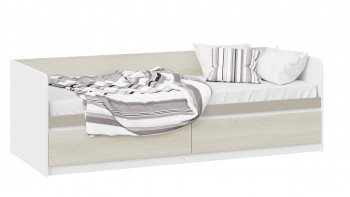 Кровать «Сканди» с 2 ящиками Дуб Гарден/Белый/Глиняный серый в Боровом - borovoe.mebel54.com | фото