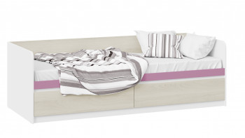 Кровать «Сканди» с 2 ящиками Дуб Гарден/Белый/Лиловый в Боровом - borovoe.mebel54.com | фото