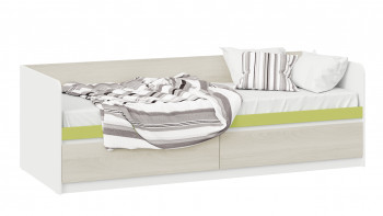 Кровать «Сканди» с 2 ящиками Дуб Гарден/Белый/Зеленый в Боровом - borovoe.mebel54.com | фото