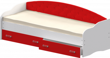 Кровать Софа-8 с мягкой спинкой (900х1900) Белый/Красный в Боровом - borovoe.mebel54.com | фото