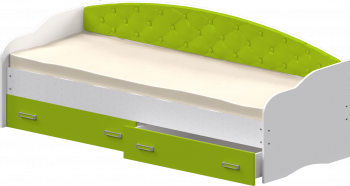 Кровать Софа-8 с мягкой спинкой (900х1900) Белый/Лайм в Боровом - borovoe.mebel54.com | фото