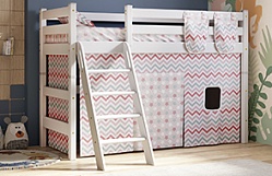 Кровать Соня вариант 6 полувысокая с наклонной лестницей Белый полупрозрачный в Боровом - borovoe.mebel54.com | фото