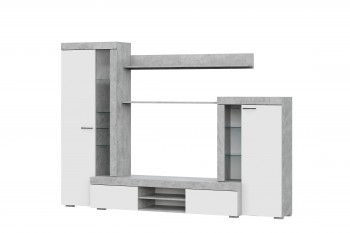 Мебель для гостиной МГС 5 Цемент светлый / Белый в Боровом - borovoe.mebel54.com | фото