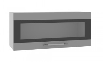Норд ШВГС 800 Шкаф верхний горизонтальный со стеклом (Софт черный/корпус Белый) в Боровом - borovoe.mebel54.com | фото