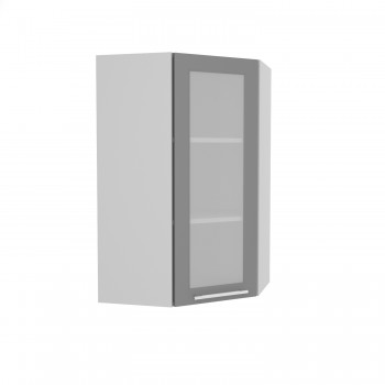 Норд ШВУС 600Н Шкаф верхний угловой (премьер) высокий (Софт черный/корпус Белый) в Боровом - borovoe.mebel54.com | фото