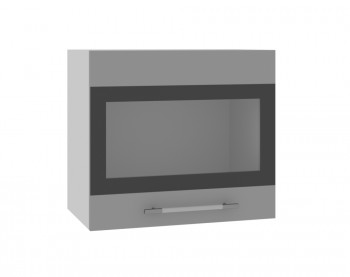 Ройс ВПГСФ 500 Шкаф верхний горизонтальный со стеклом с фотопечатью высокий (Графит софт/корпус Серый) в Боровом - borovoe.mebel54.com | фото
