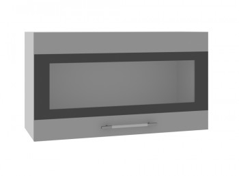 Ройс ВПГСФ 800 Шкаф верхний горизонтальный со стеклом с фотопечатью высокий (Графит софт/корпус Серый) в Боровом - borovoe.mebel54.com | фото
