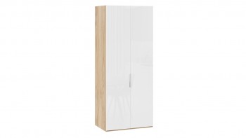 Шкаф для одежды с 2 глухими дверями «Эмбер» Яблоня Беллуно/Белый глянец в Боровом - borovoe.mebel54.com | фото