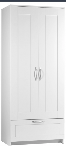 Шкаф двухдверный Сириус с 1 ящиком белый в Боровом - borovoe.mebel54.com | фото