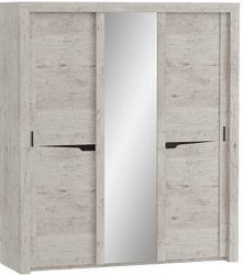 Шкаф трехдверный Соренто с раздвижными дверями Дуб бонифаций/Кофе структурный матовый в Боровом - borovoe.mebel54.com | фото