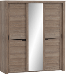 Шкаф трехдверный Соренто с раздвижными дверями Дуб стирлинг/Кофе структурный матовый в Боровом - borovoe.mebel54.com | фото